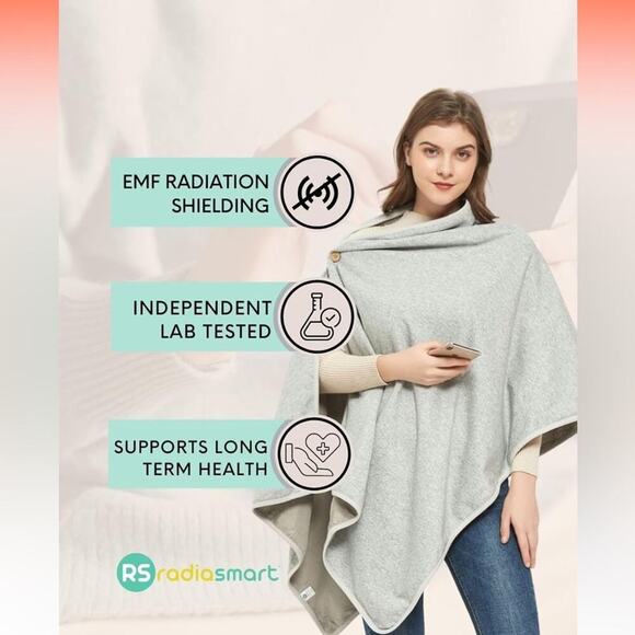 Radia Smart EMF Poncho Blanket, 5G, Wearable Blanket, RF Shield WiFi Blocker - Picture 3 of 9